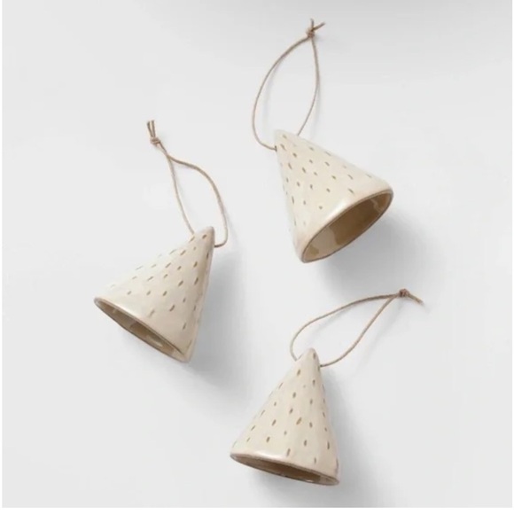 Studio McGee Other - NEW Threshold Studio McGee Neutral Ceramic Bell Ornaments, Set of 3